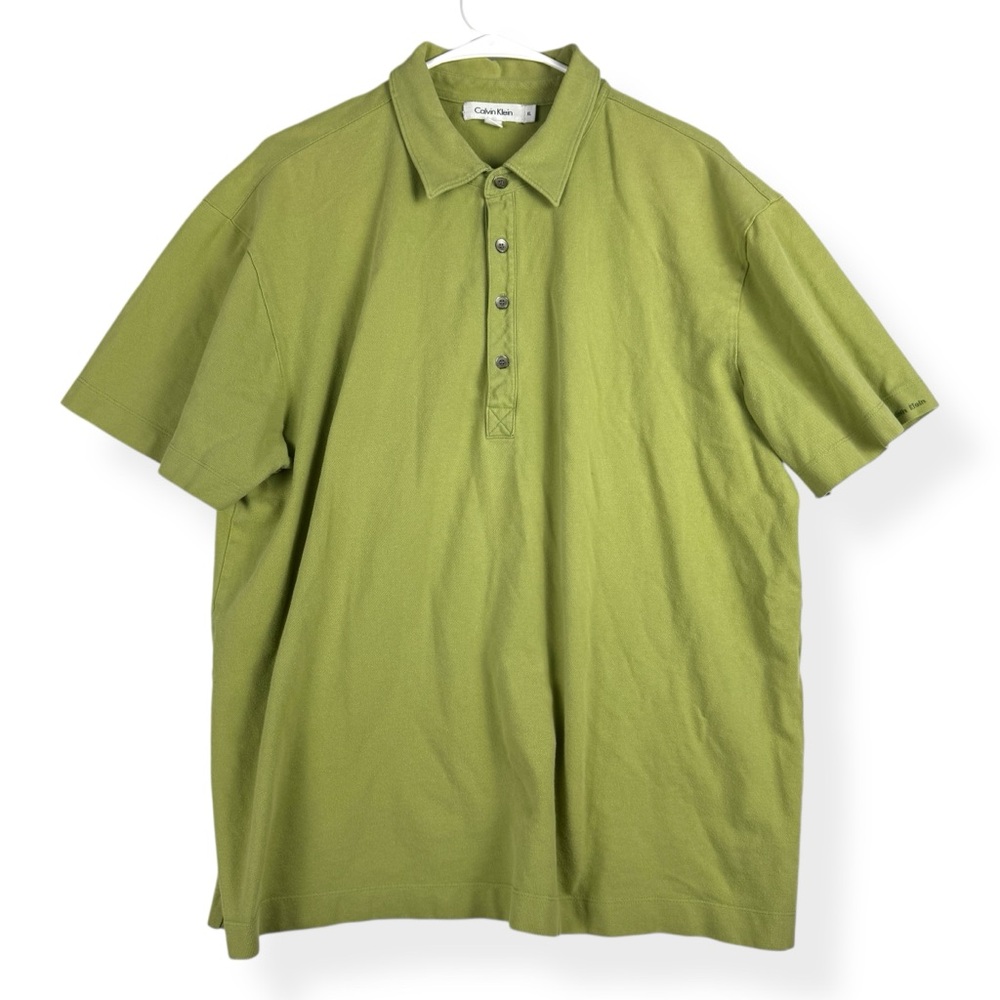 Calvin Klein Polo Shirt‎ Womens XL Olive Green Short Sleeves